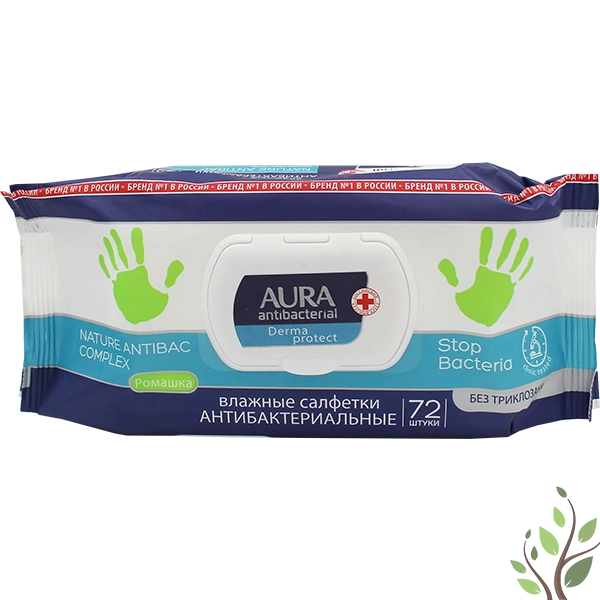 Aura Derma protect antibakteriális törlőkendő 72db