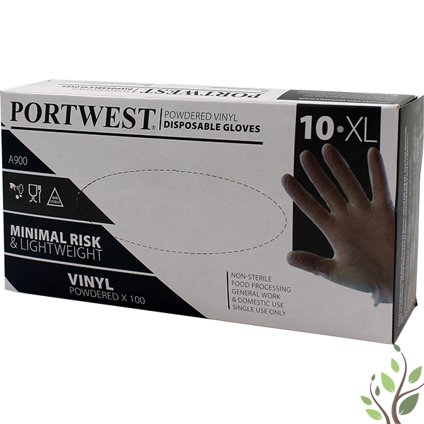 Portwest vinyl kesztyű, púderes XL 100db