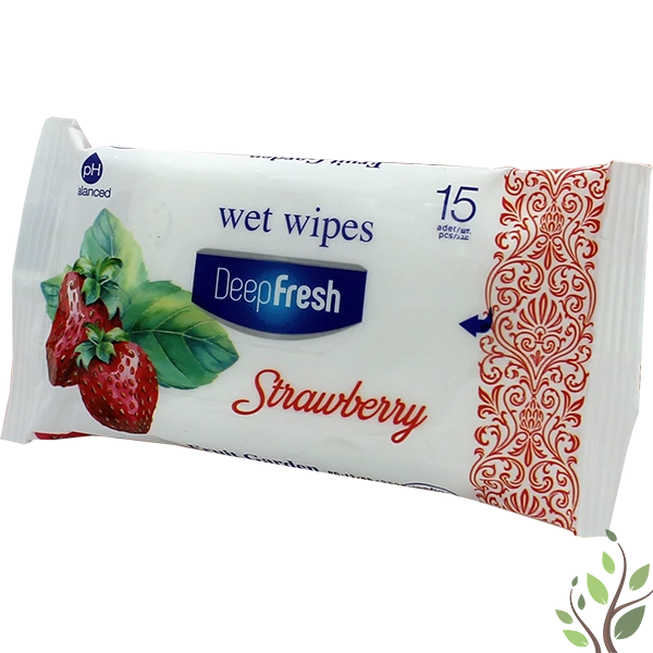 DeepFresh nedves törlőkendő 15db Strawberry