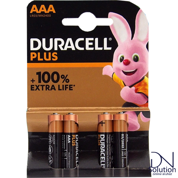 Duracell AAA elem LR03/4 4db plus