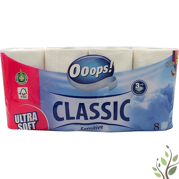 Ooops toalettpapír 8 tekercs 3 réteg sensitive 140 lap